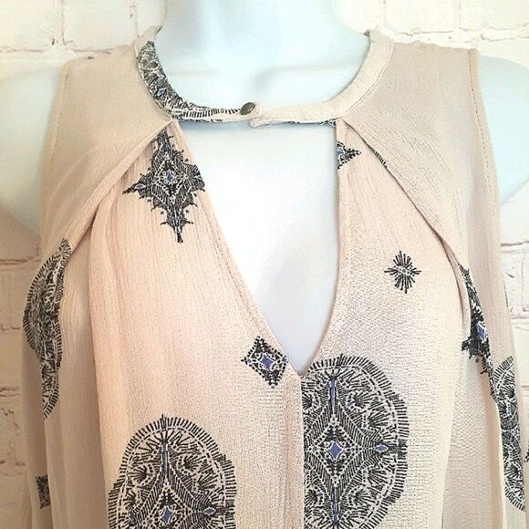 NWOT  Free People Beige Geo Printed Sleeveless Tunic,Top,Mini Dress XS Ret. $118 - Picture 6 of 7